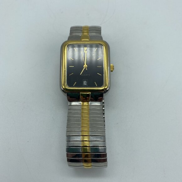 Embassy Other - Embassy MBS503 Men’s Quartz Watch Black Dial Two-Tone Stretch Band Date Display